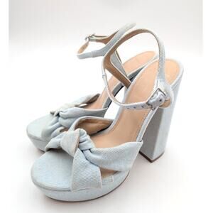 Black Suede Studio Abby Block Heel Platform Sandal Women's Blue Size US7.5 EU38